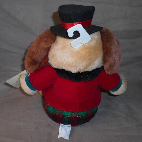 Vintage Dan Dee Snowflake Friends Dog in Top Hat Christmas Red Plaid - Picture 3 of 7